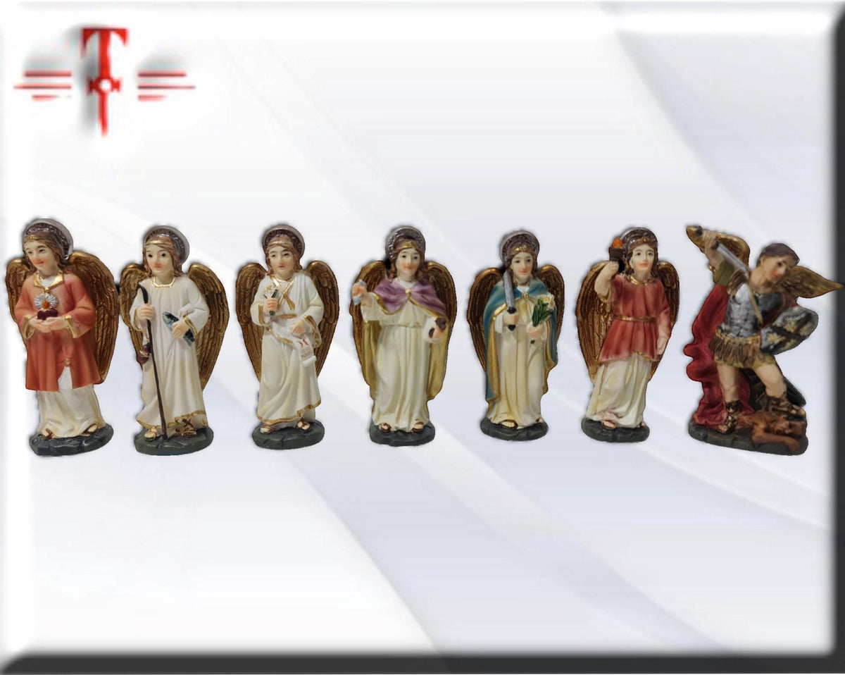 Pack 7 Arcángeles de 8cm , Santos y Vírgenes católicos , productos Religiosos