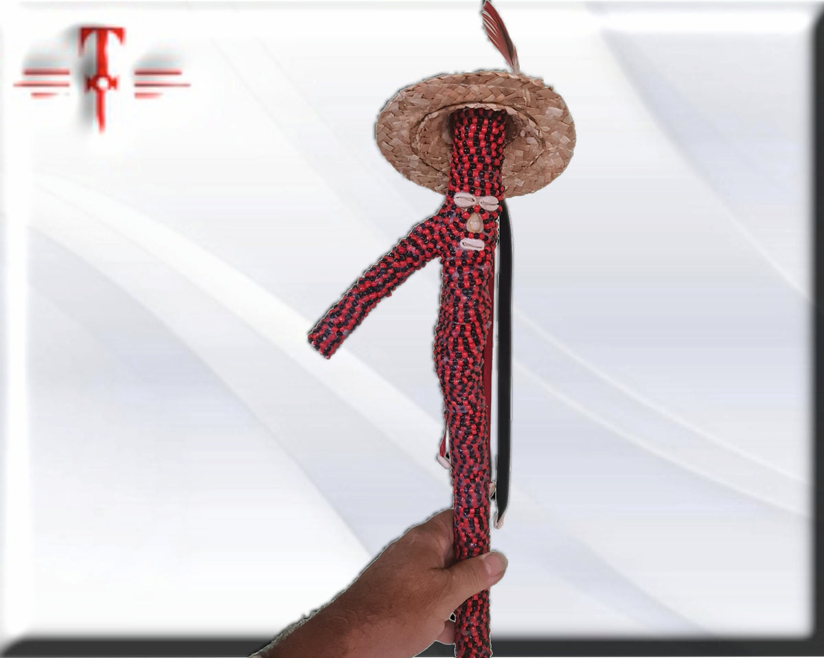 Garabato eleguá Grande, exu forrado santeria, Stab der Gottheit des Yoruba-Pantheons und einer der sieben afrikanischen Mächte, Legba