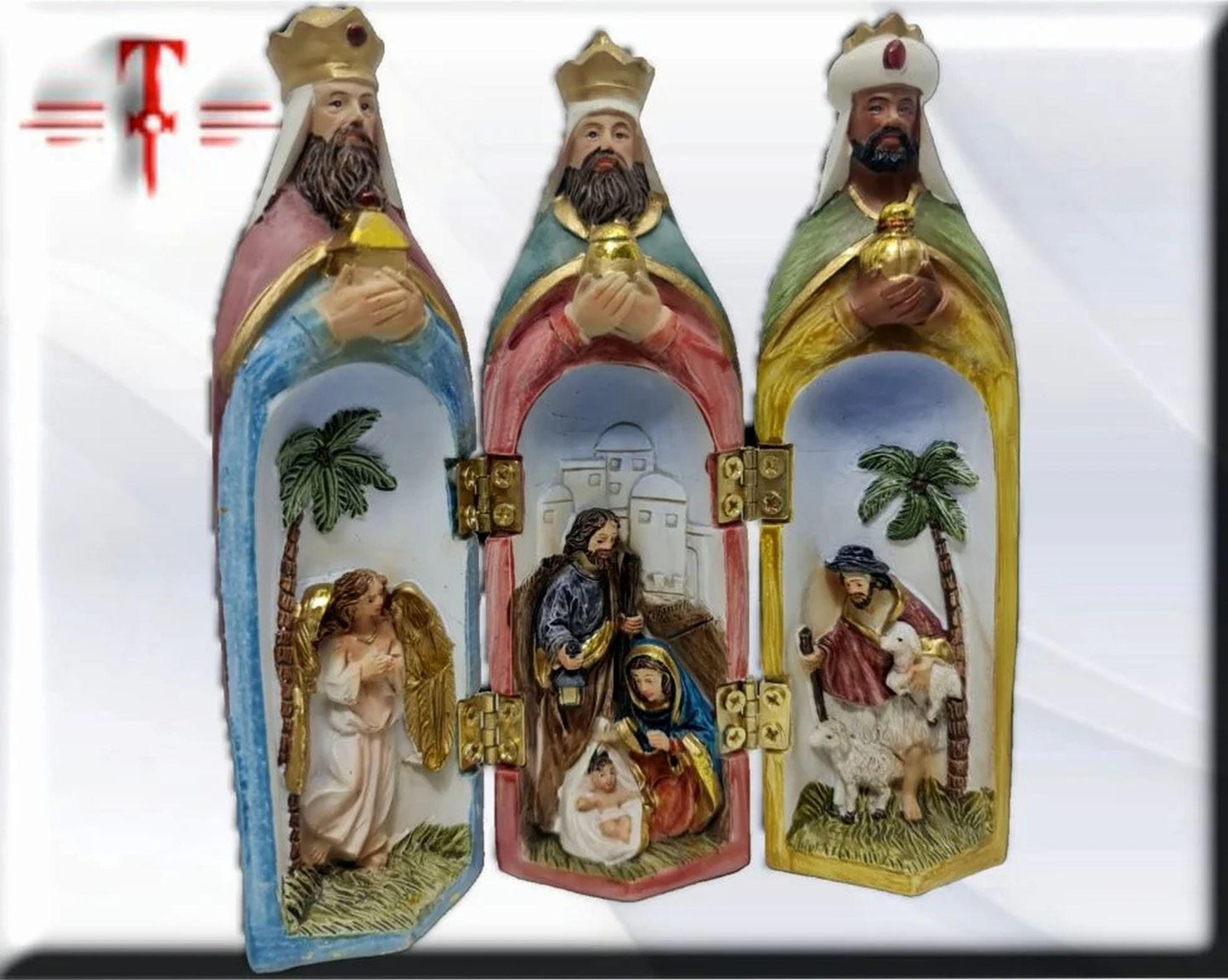 Tríptico Reyes Magos , Santos y Vírgenes católicos , productos Religiosos , Hecho en Portugal