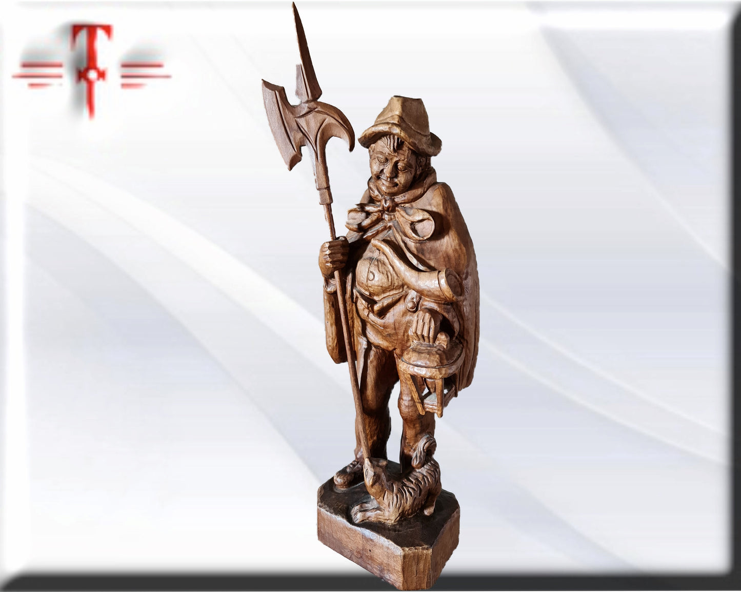 Statue des alten Nachtwächters, aus edlem Holz geschnitzt
