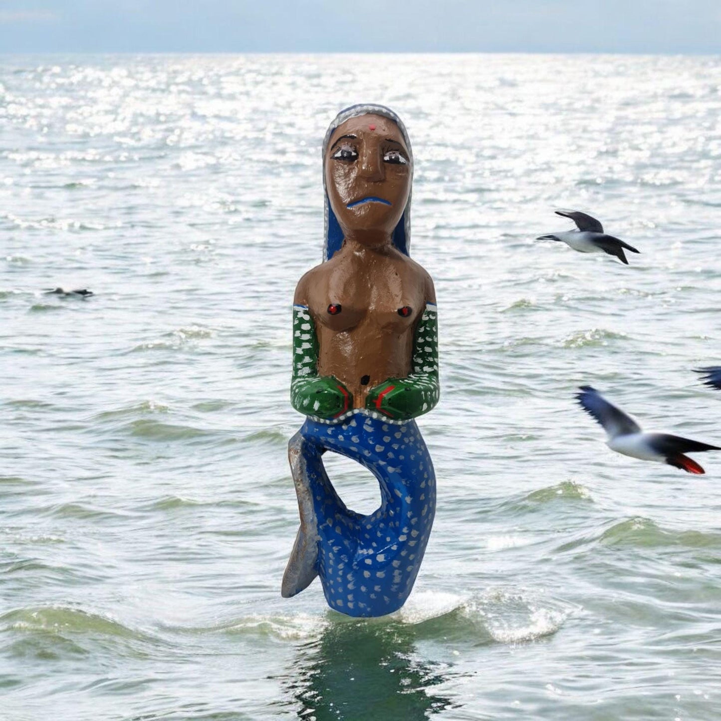 Escultura madera Mami Wata  , original de Africa ( Benín ) Yemaya