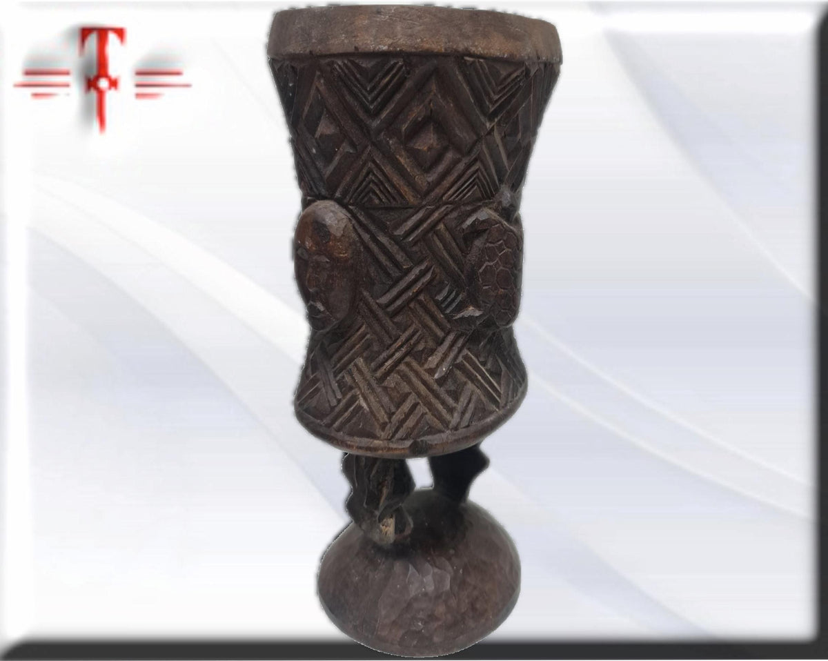 Deco art Jarra tallada   , arte Africano , Vintage , hecho a mano