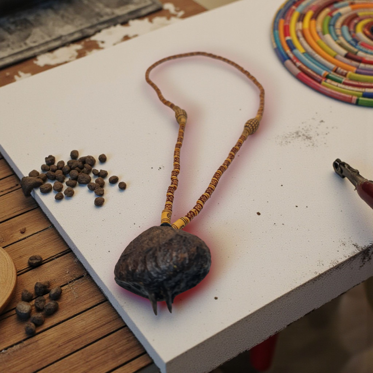Glückslederanhänger, Original aus Benin, Amulett
