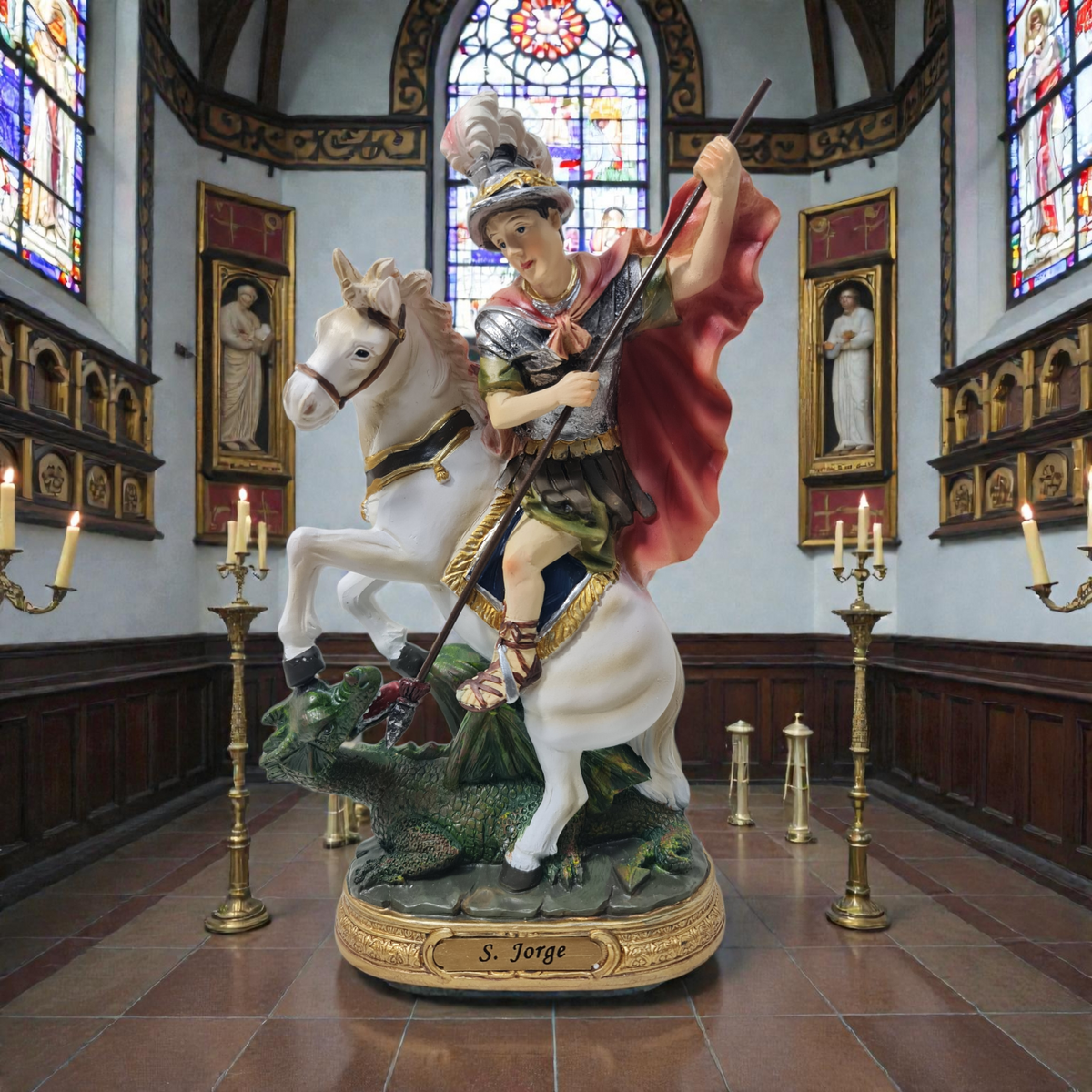 San Jorge , caballo blanco ,Santos y Vírgenes católicos
