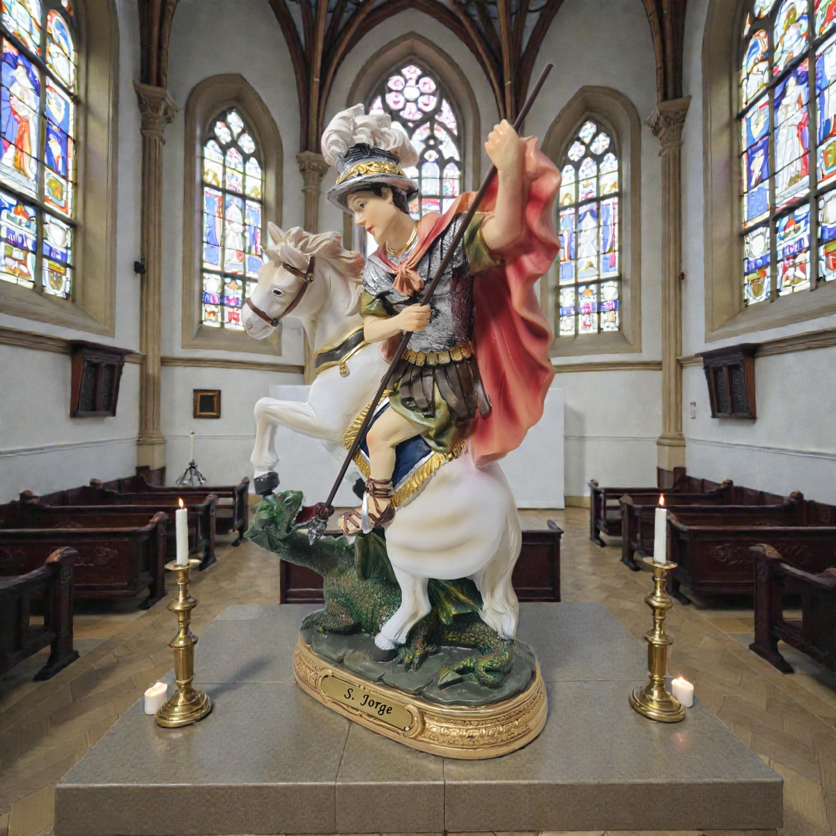 San Jorge , caballo blanco ,Santos y Vírgenes católicos
