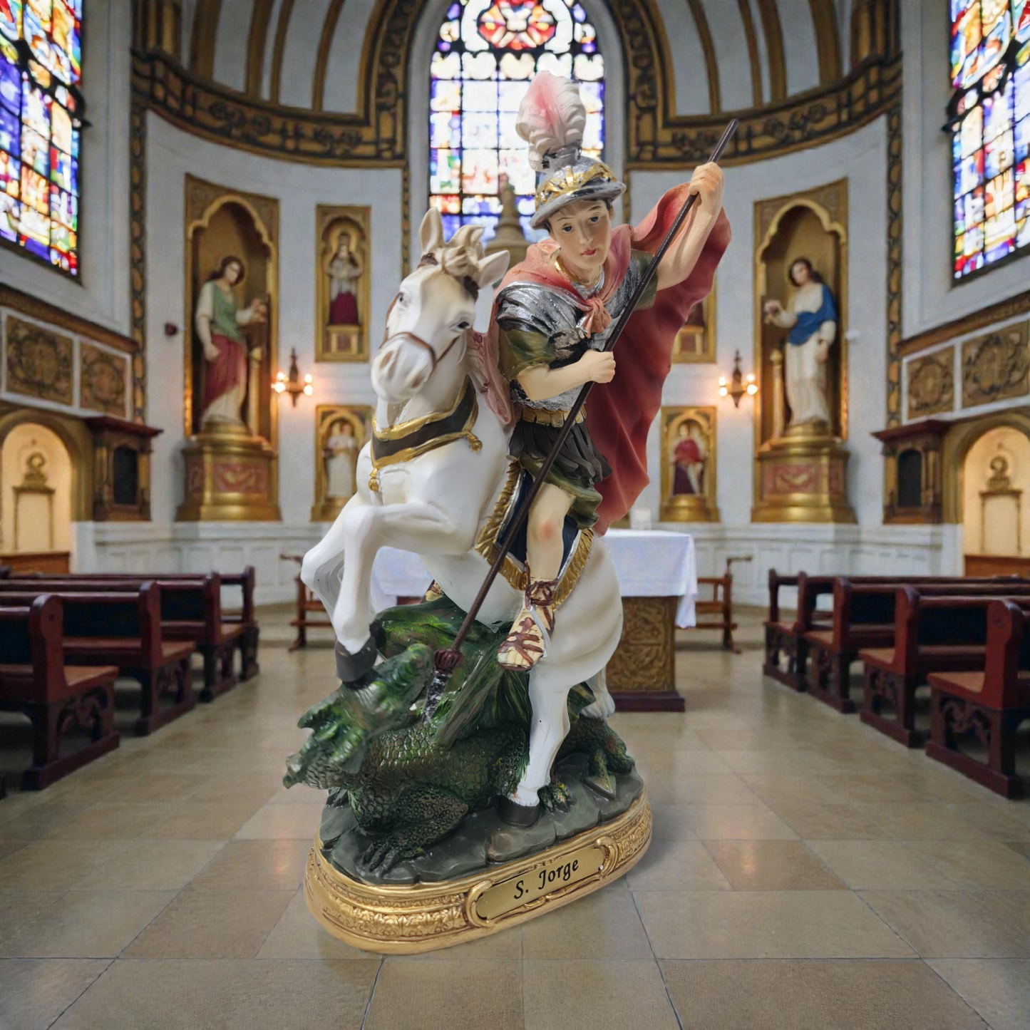 San Jorge , caballo blanco ,Santos y Vírgenes católicos