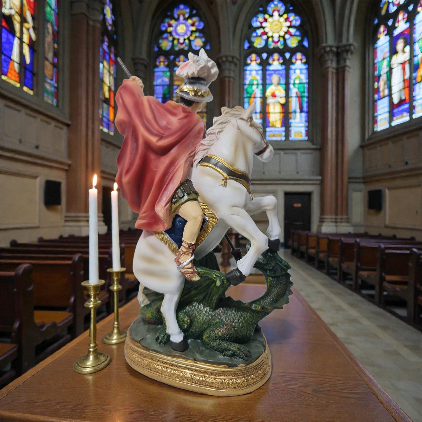 San Jorge , caballo blanco ,Santos y Vírgenes católicos