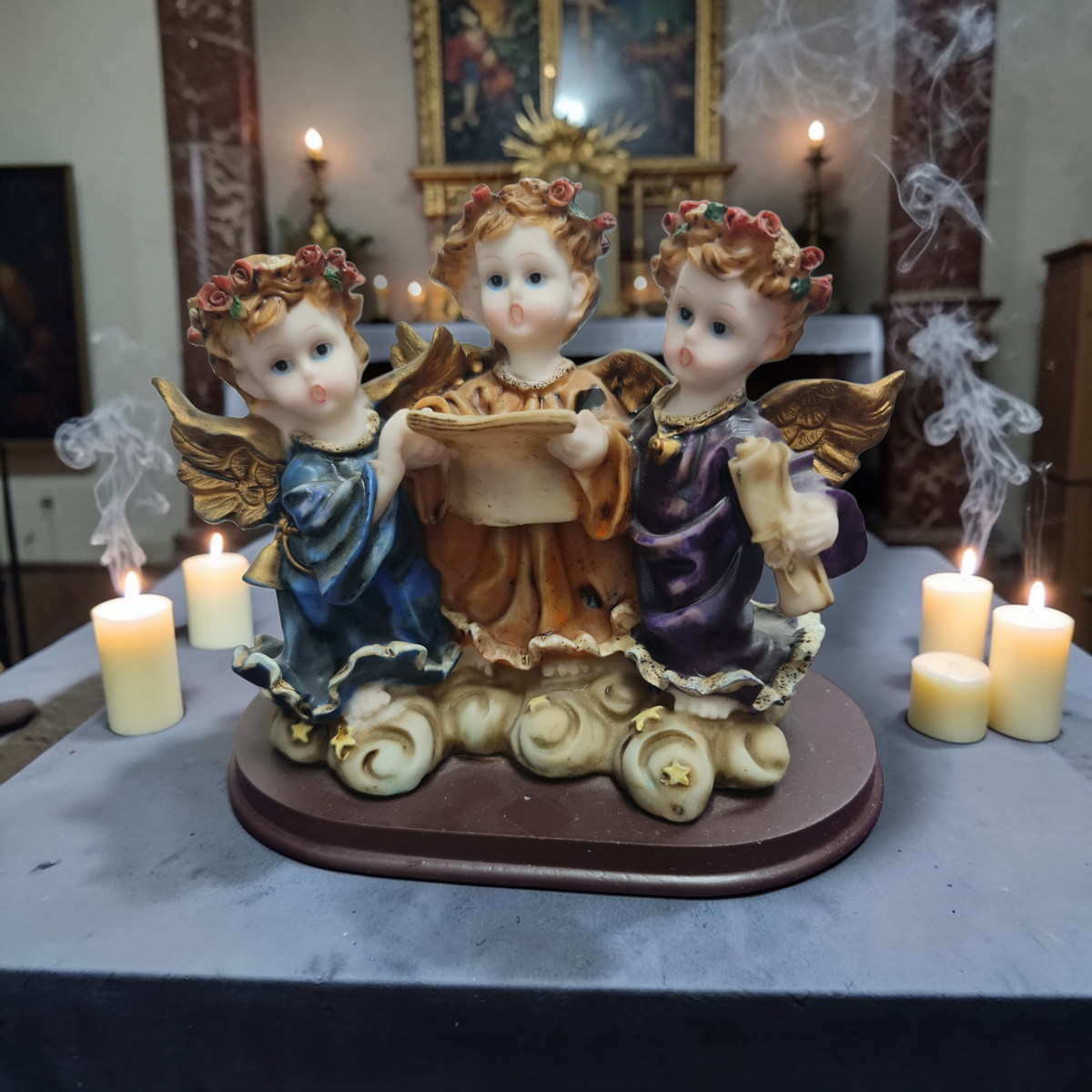 Trio de Angeles cantores , Santos y Vírgenes católicos , productos Religiosos