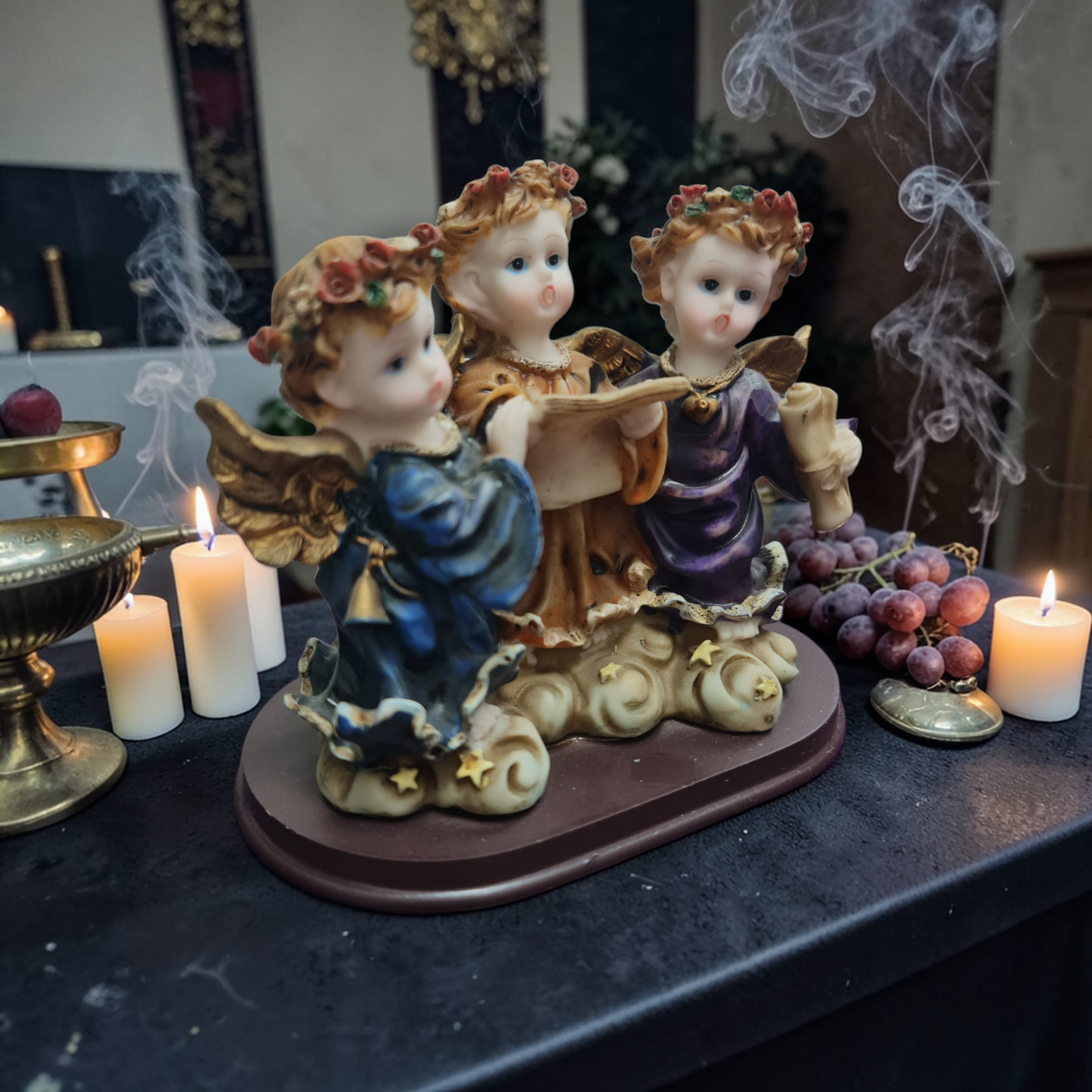 Trio de Angeles cantores , Santos y Vírgenes católicos , productos Religiosos