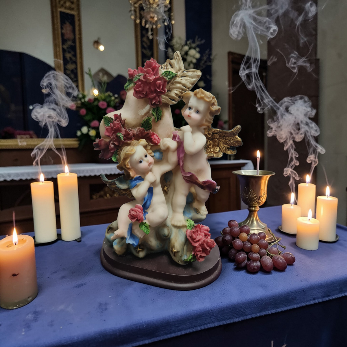 figura de Angeles con corazon , Santos y Vírgenes católicos , productos Religiosos