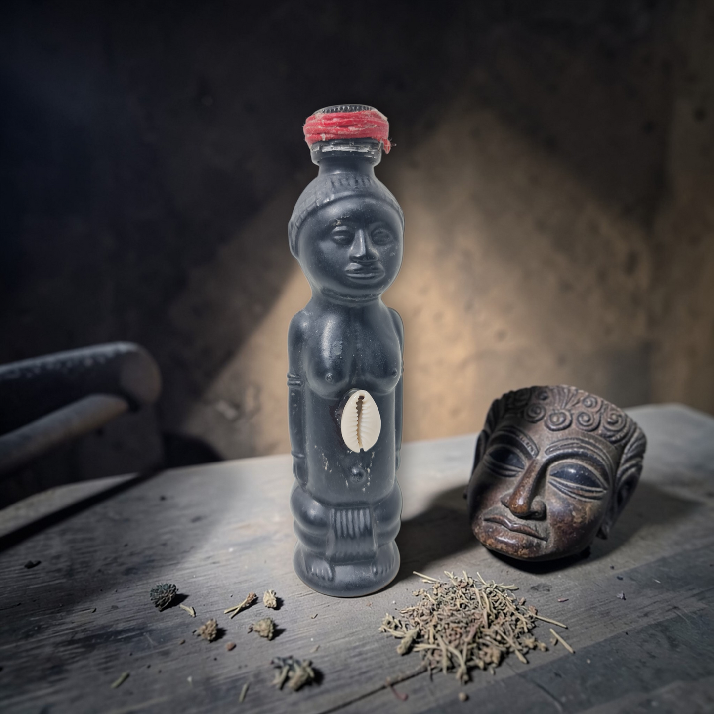 Flasche mit magischem Pulver, um Menschen fernzuhalten, Voodoo, afrikanischer Voodoo