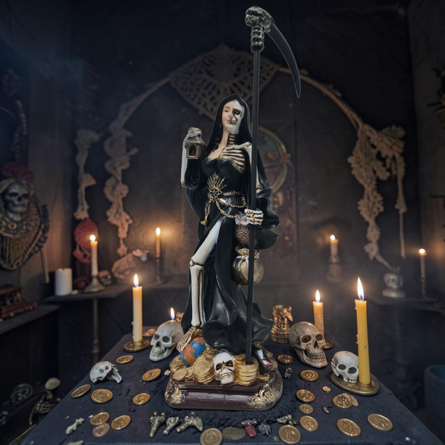 Santa Muerte Statue 15cm, Heiligster Tod, Gottheiten, Mythologie
