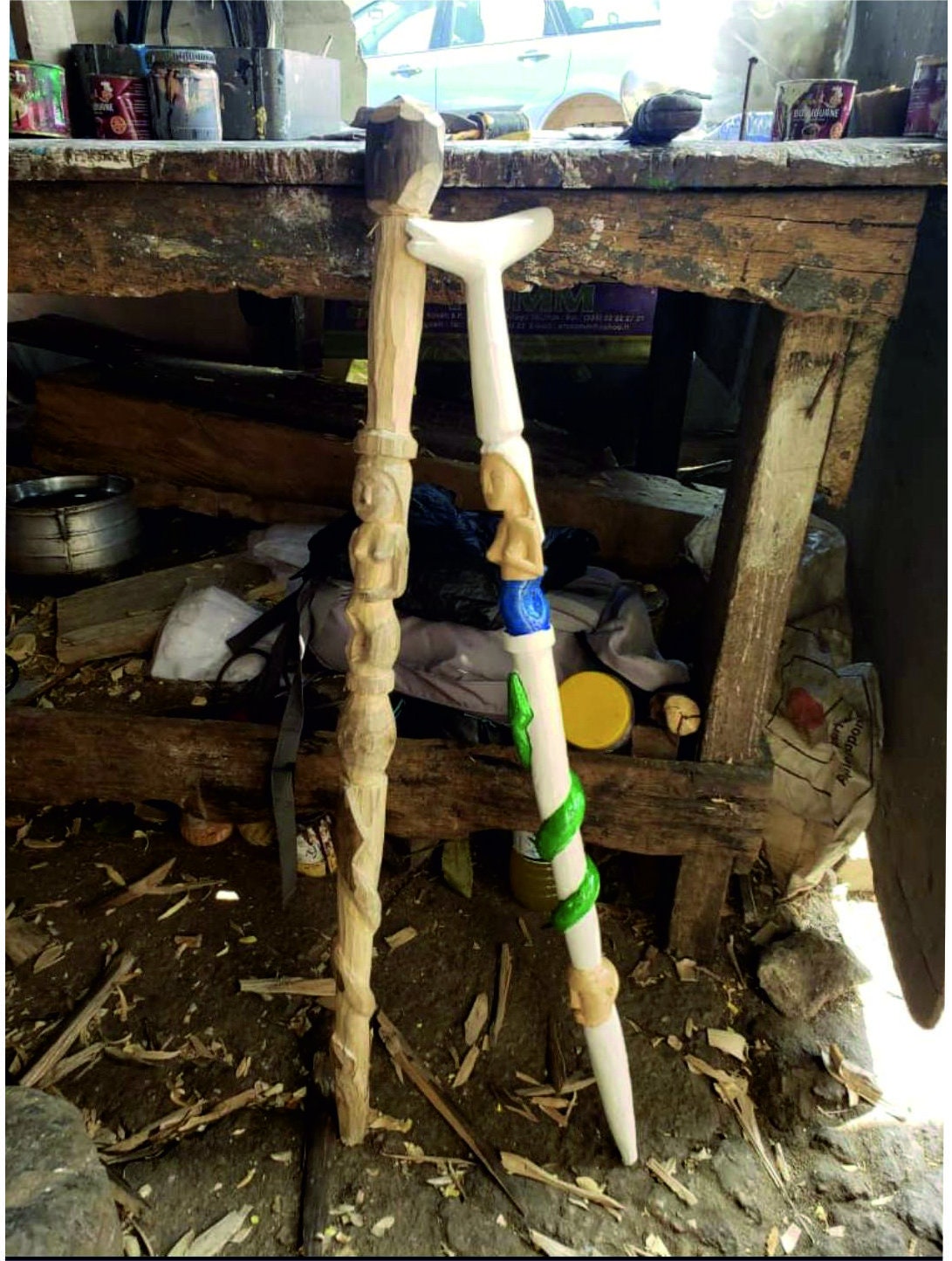 Mami Wata Spazierstock mit Krokodil, ursprünglich aus Afrika (Benin) Yemaya