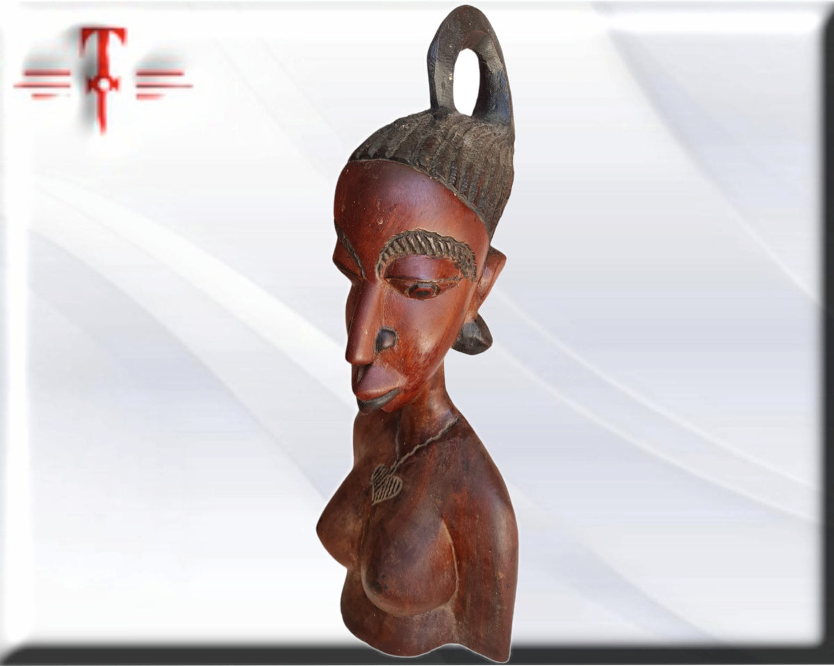 Büste einer Afrikanerin in Mali, Afrikanisches Kunsthandwerk, Afrikanische Kunst, Kunstgalerie, Antiquitäten