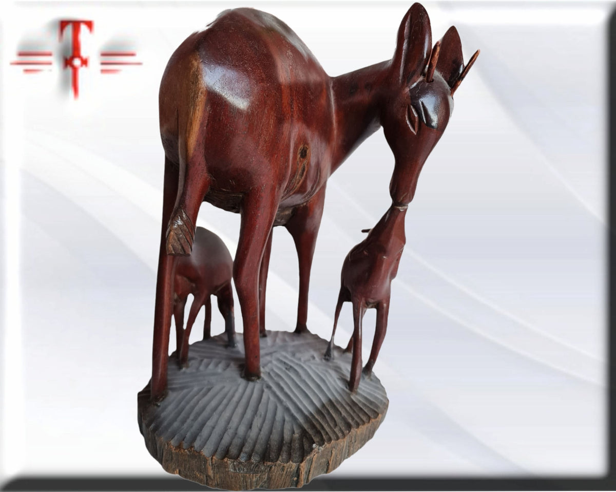 Estatua Familia Animales ciervos , Arte Africano  , Galería de arte , Antigüedad , artesanía africana
