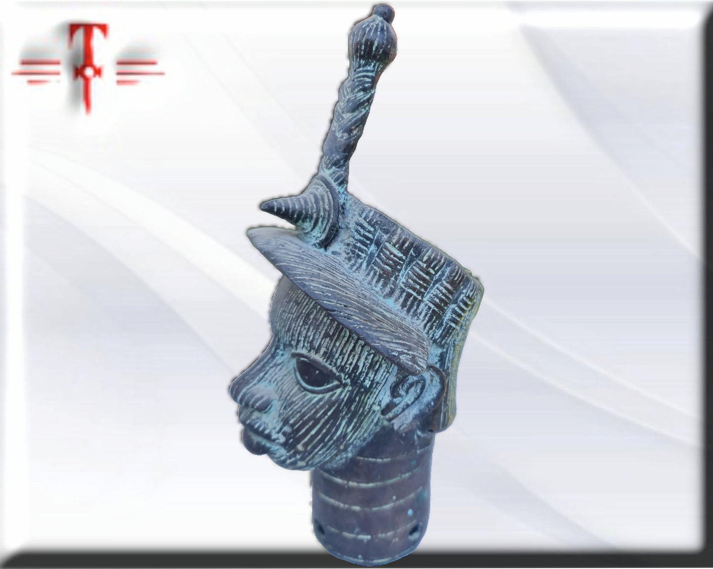 Ifá-Büste, Afrikanische Kunst, Yoruba, Bronzeskulptur 28 cm