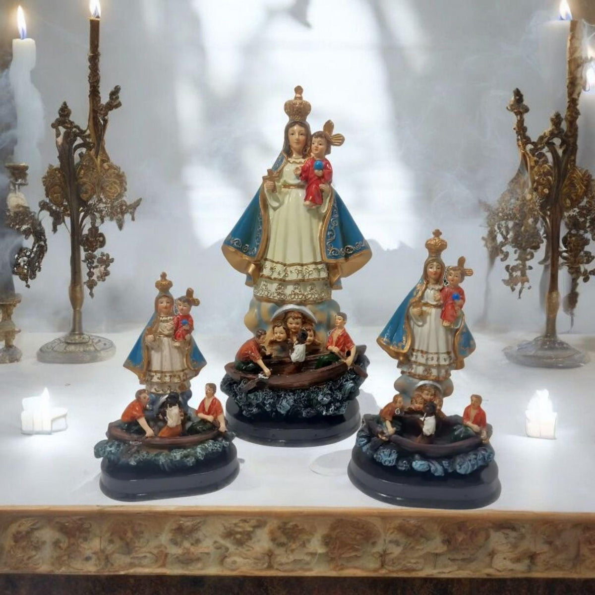 Unsere Liebe Frau der Barmherzigkeit aus blauem Kupfer, katholische Heilige und Jungfrauen, religiöse Produkte