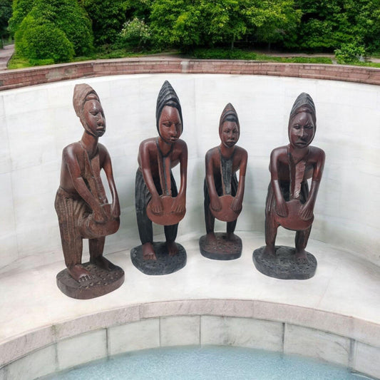 Set mit 4 handgefertigten Holzmusikanten, afrikanische Kunst, Kunstgalerie