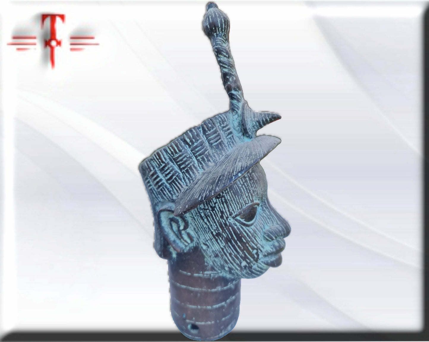 Ifá-Büste, Afrikanische Kunst, Yoruba, Bronzeskulptur 28 cm