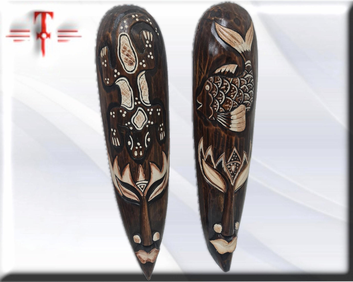Pareja de mascaras , Indonesia ,  hecho a mano