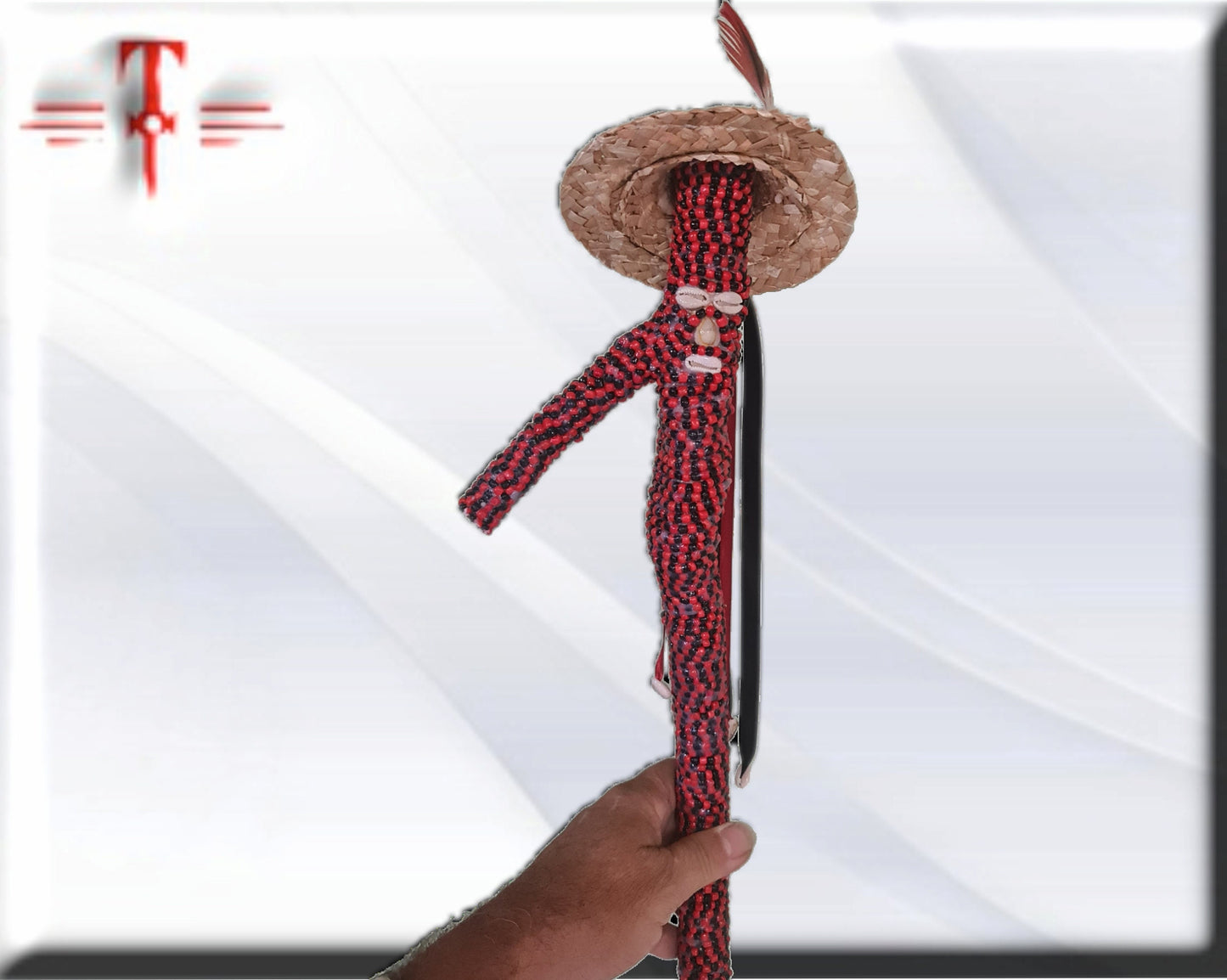 Garabato eleguá Grande, exu forrado santeria, Stab der Gottheit des Yoruba-Pantheons und einer der sieben afrikanischen Mächte, Legba