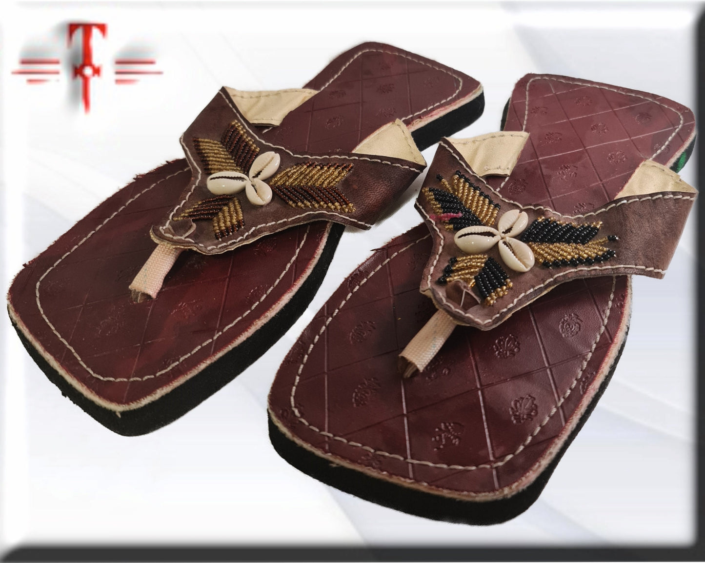 Afrikanische Ledersandalen, handgefertigtes Produkt.