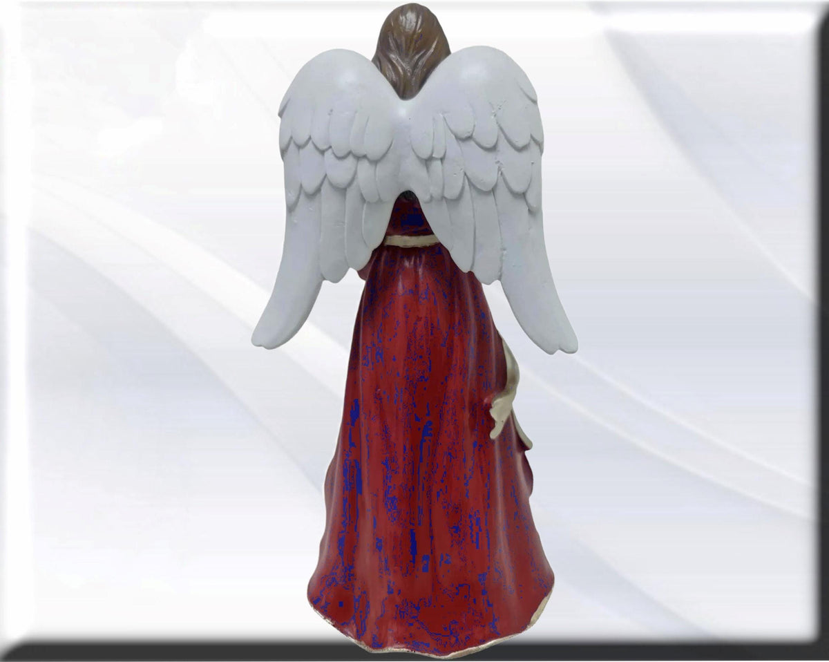 Estatua de ángel con Sagrada Familia, luz LED, santos y vírgenes católicos, productos religiosos
