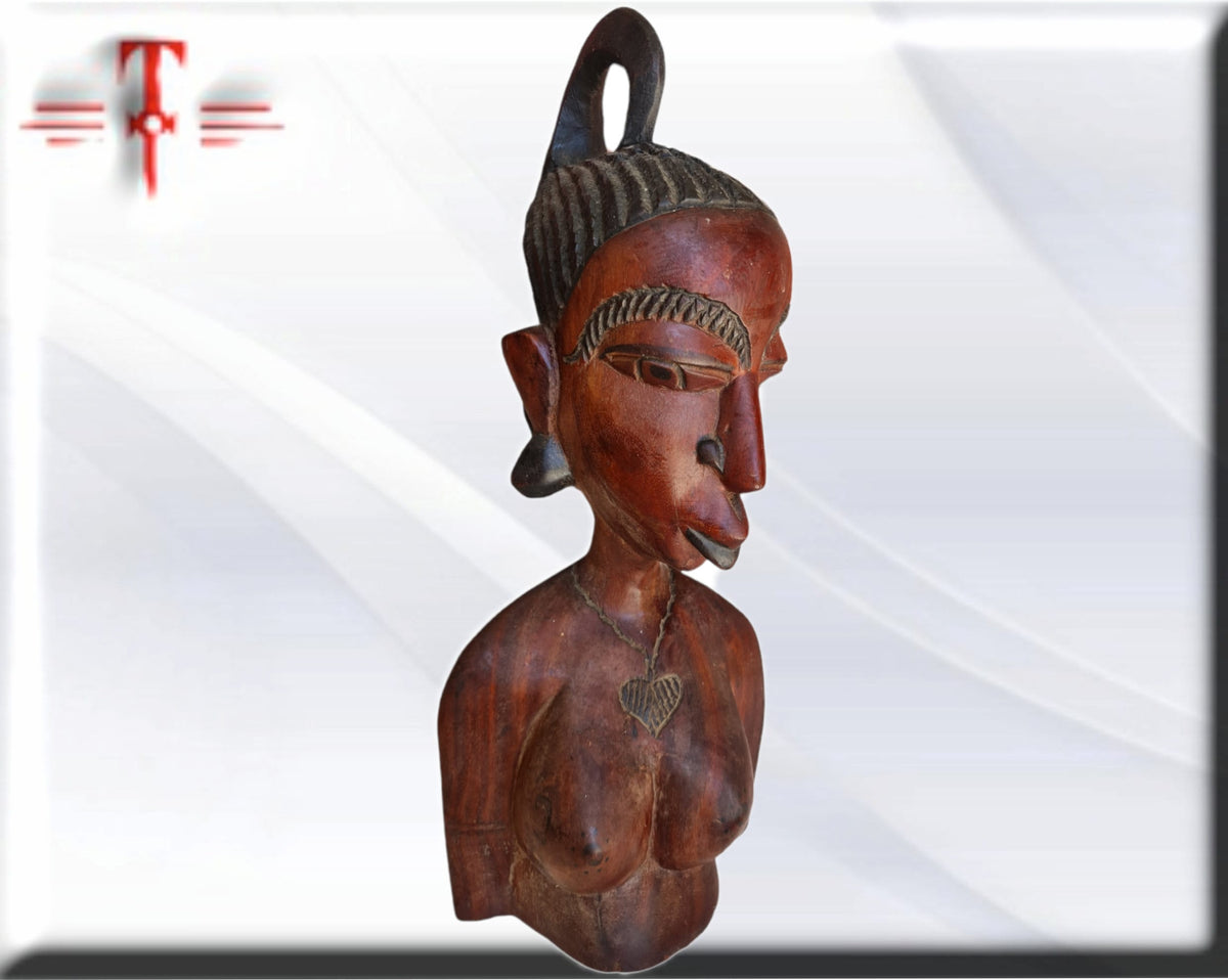 Büste einer Afrikanerin in Mali, Afrikanisches Kunsthandwerk, Afrikanische Kunst, Kunstgalerie, Antiquitäten
