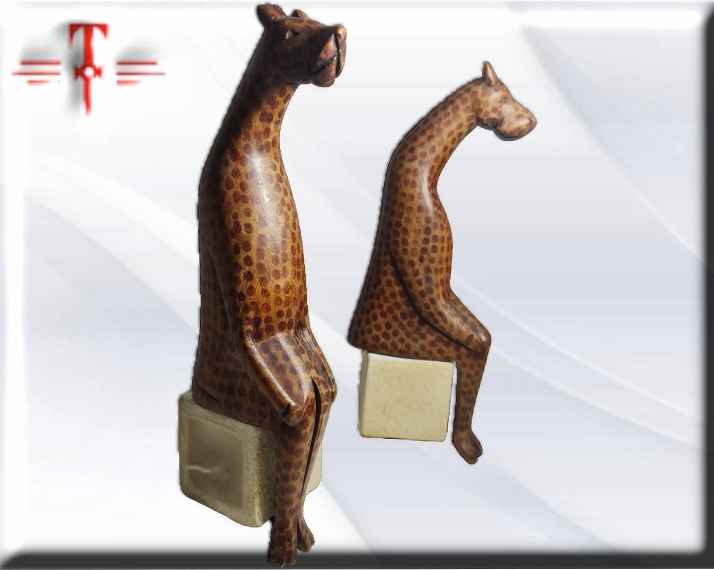 Pareja Tallas Girafa para estante  , arte tribal africano hecho a mano