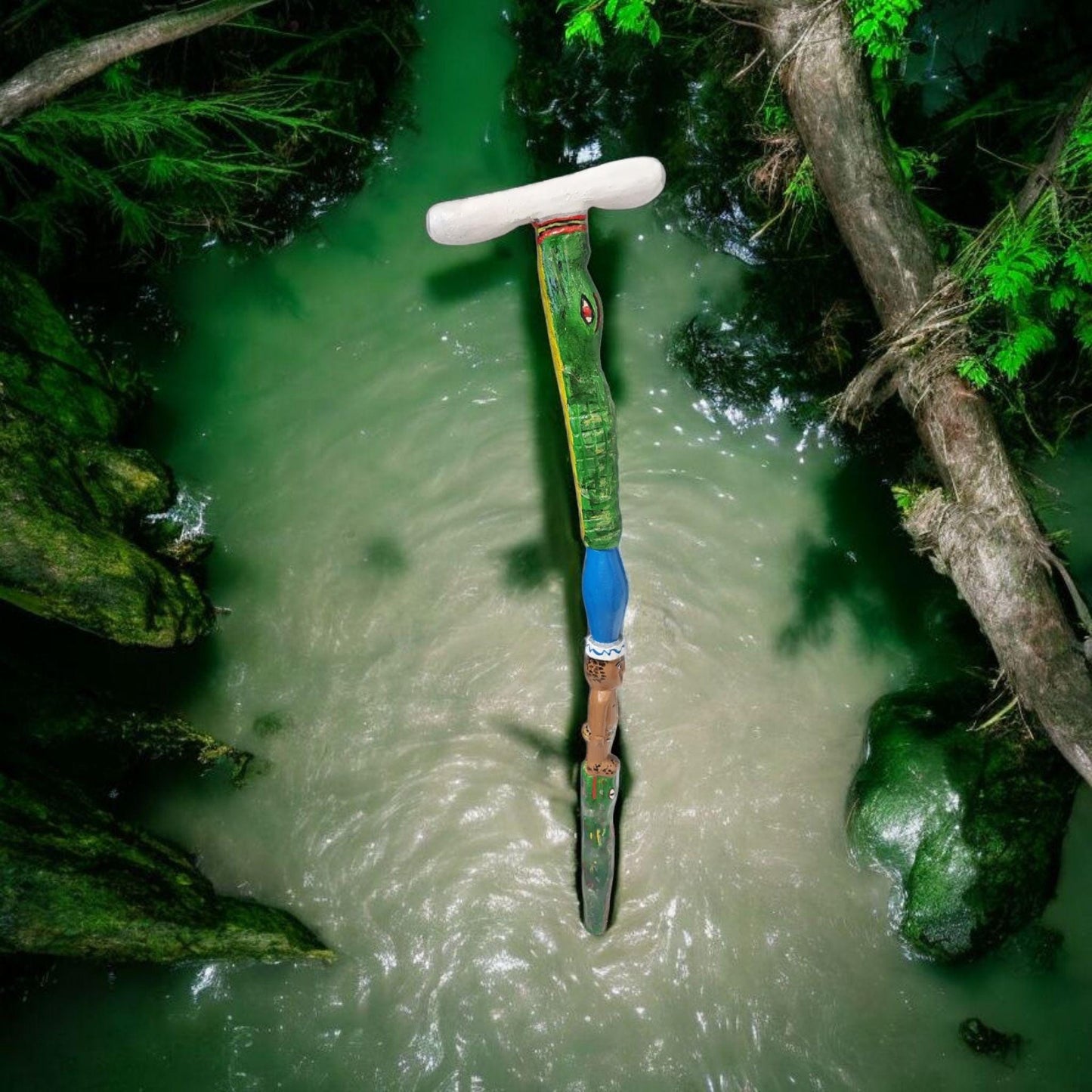 Mami Wata Spazierstock mit Krokodil, ursprünglich aus Afrika (Benin) Yemaya
