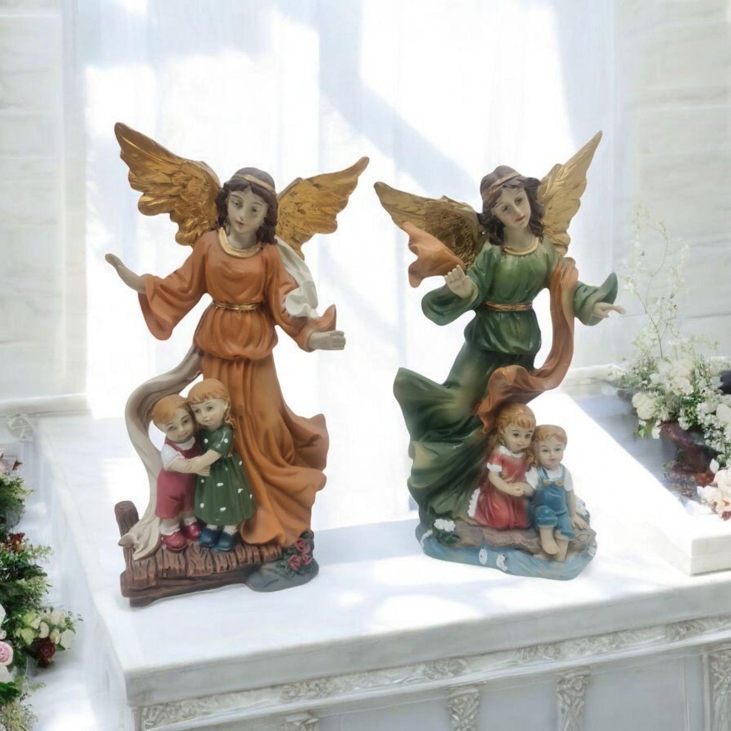 Ángel de la guarda, vírgenes y santos católicos