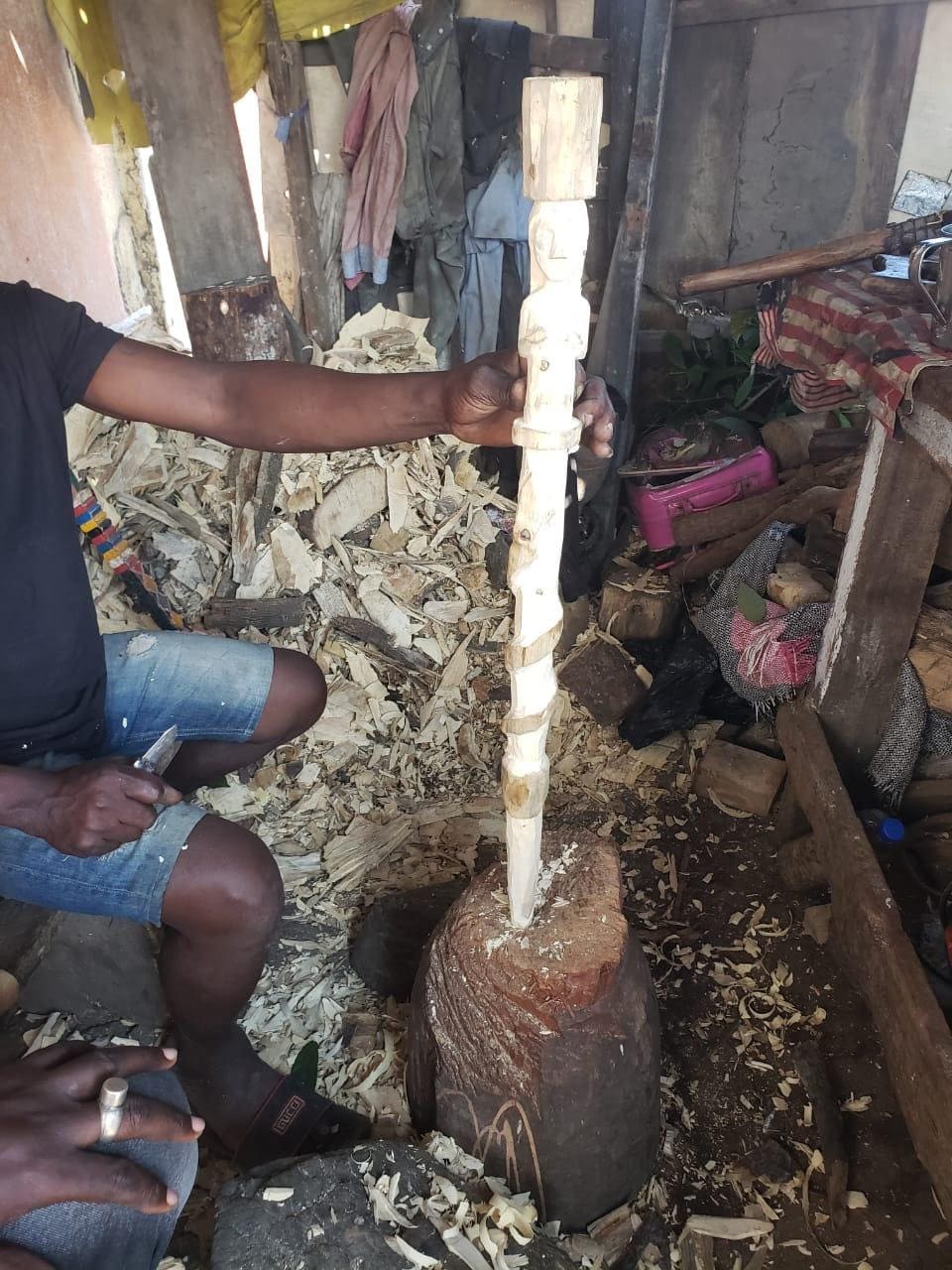 Mami Wata Spazierstock mit Krokodil, ursprünglich aus Afrika (Benin) Yemaya