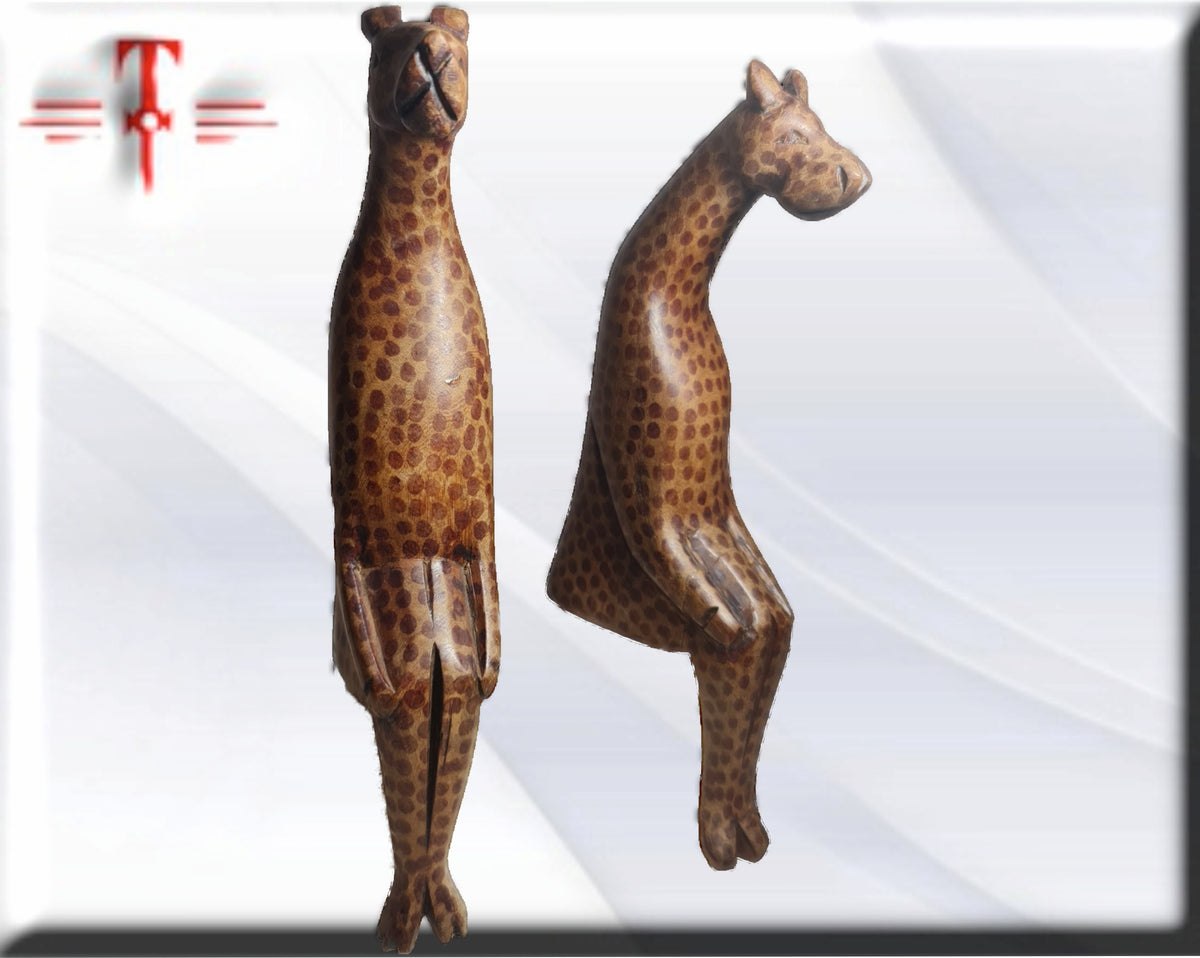 Pareja Tallas Girafa para estante  , arte tribal africano hecho a mano