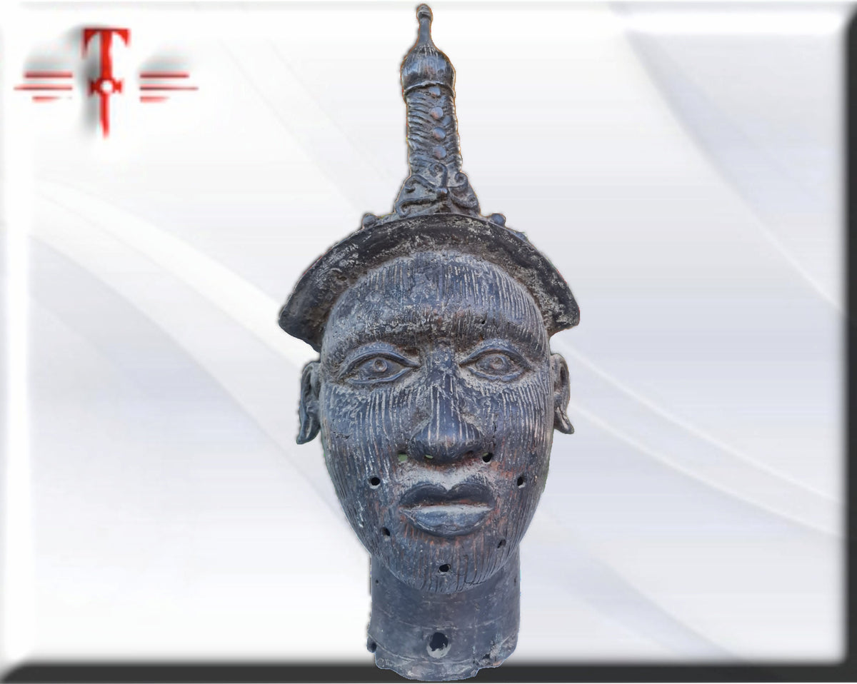 Ifá-Büste, Afrikanische Kunst, Yoruba, Bronzeskulptur 6 Kilogramm