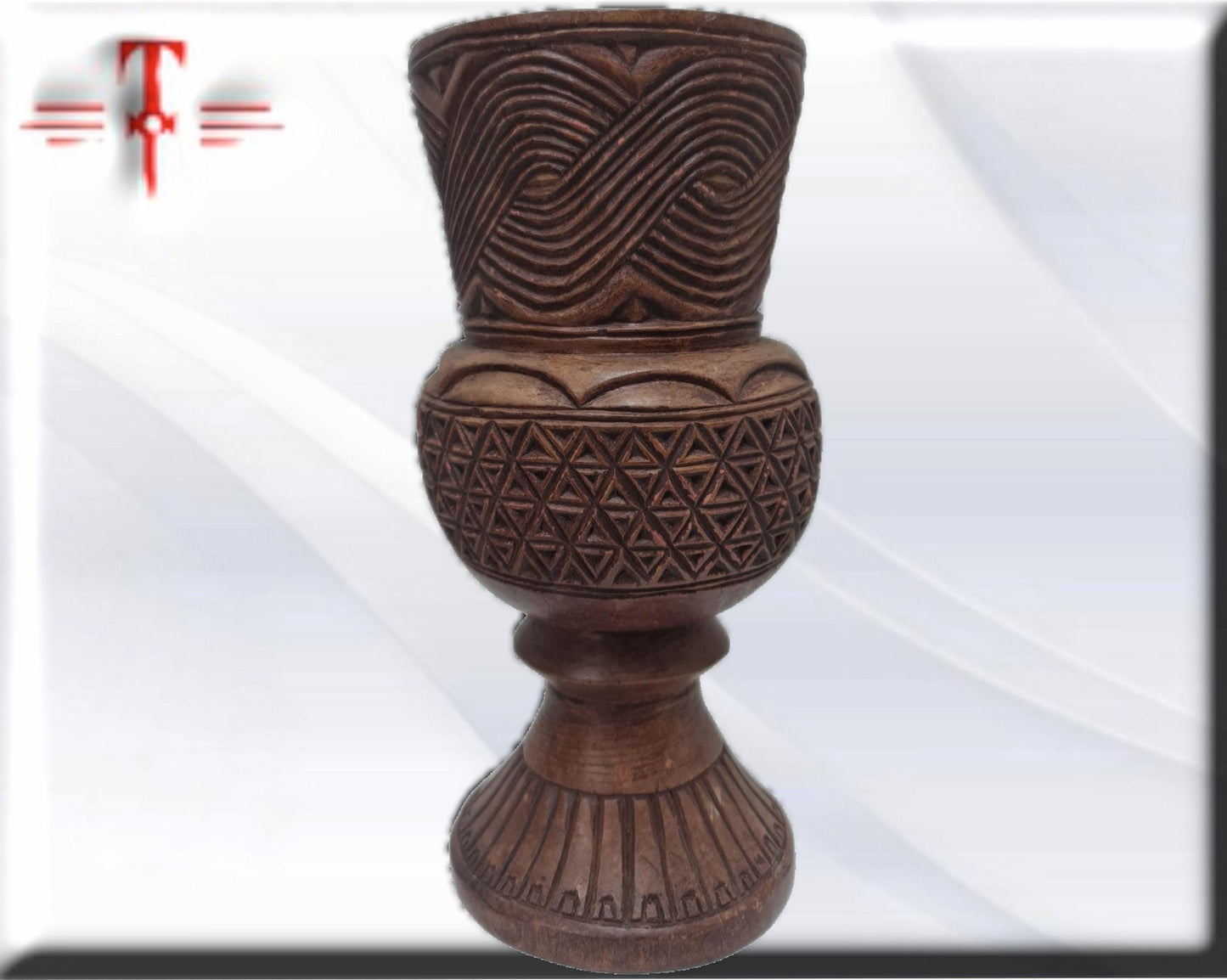 Deco art Jarra tallada   , arte Africano , Vintage , hecho a mano