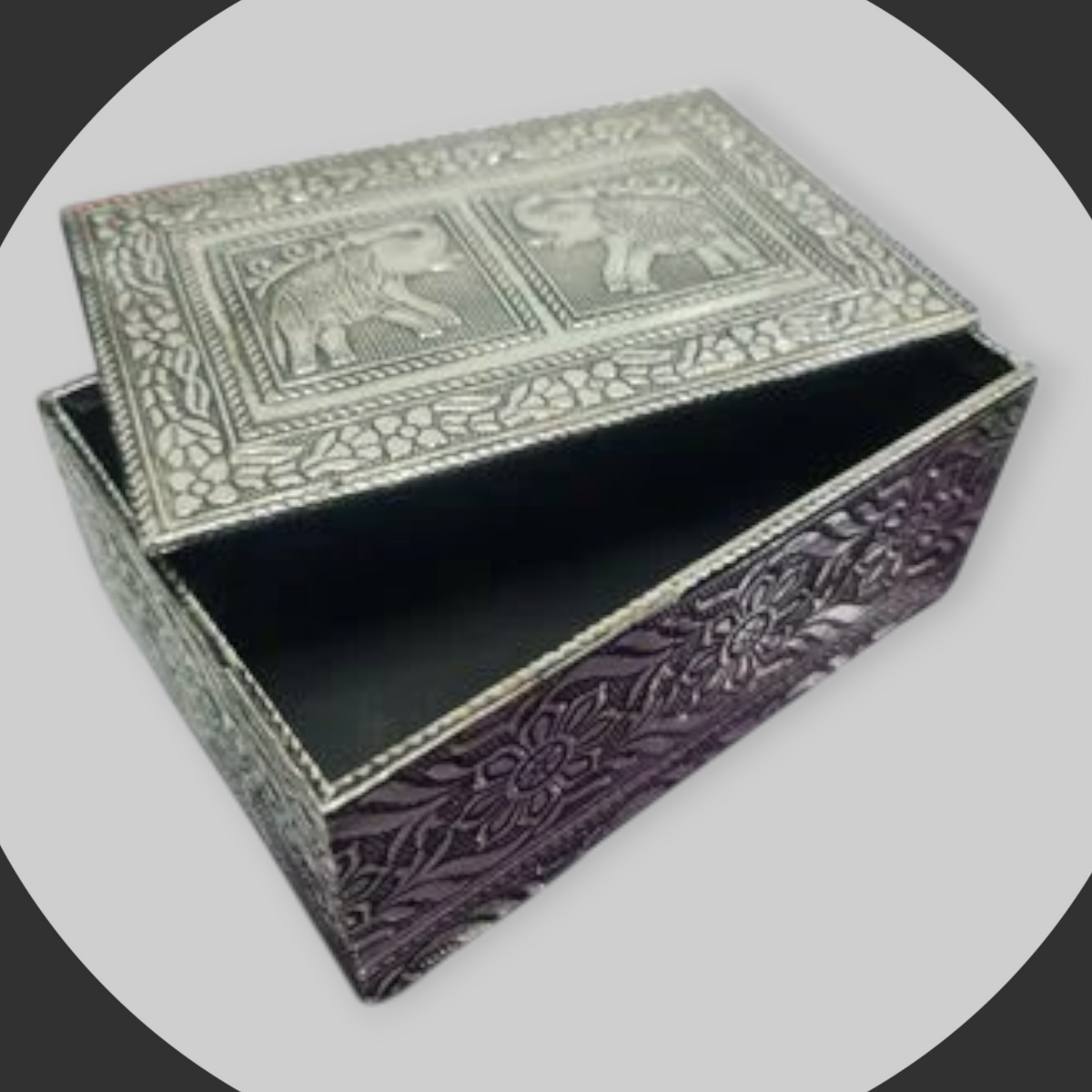 Caja elefantes estampado metal 18cm