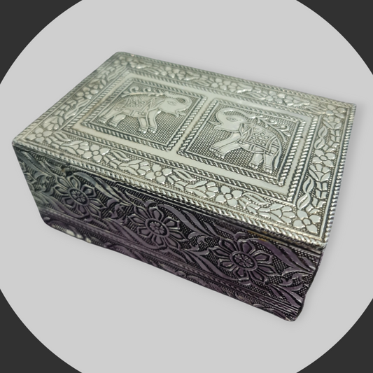 Caja elefantes estampado metal 18cm