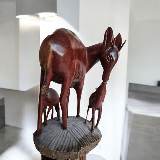Estatua Familia Animales ciervos , Arte Africano  , Galería de arte , Antigüedad , artesanía africana