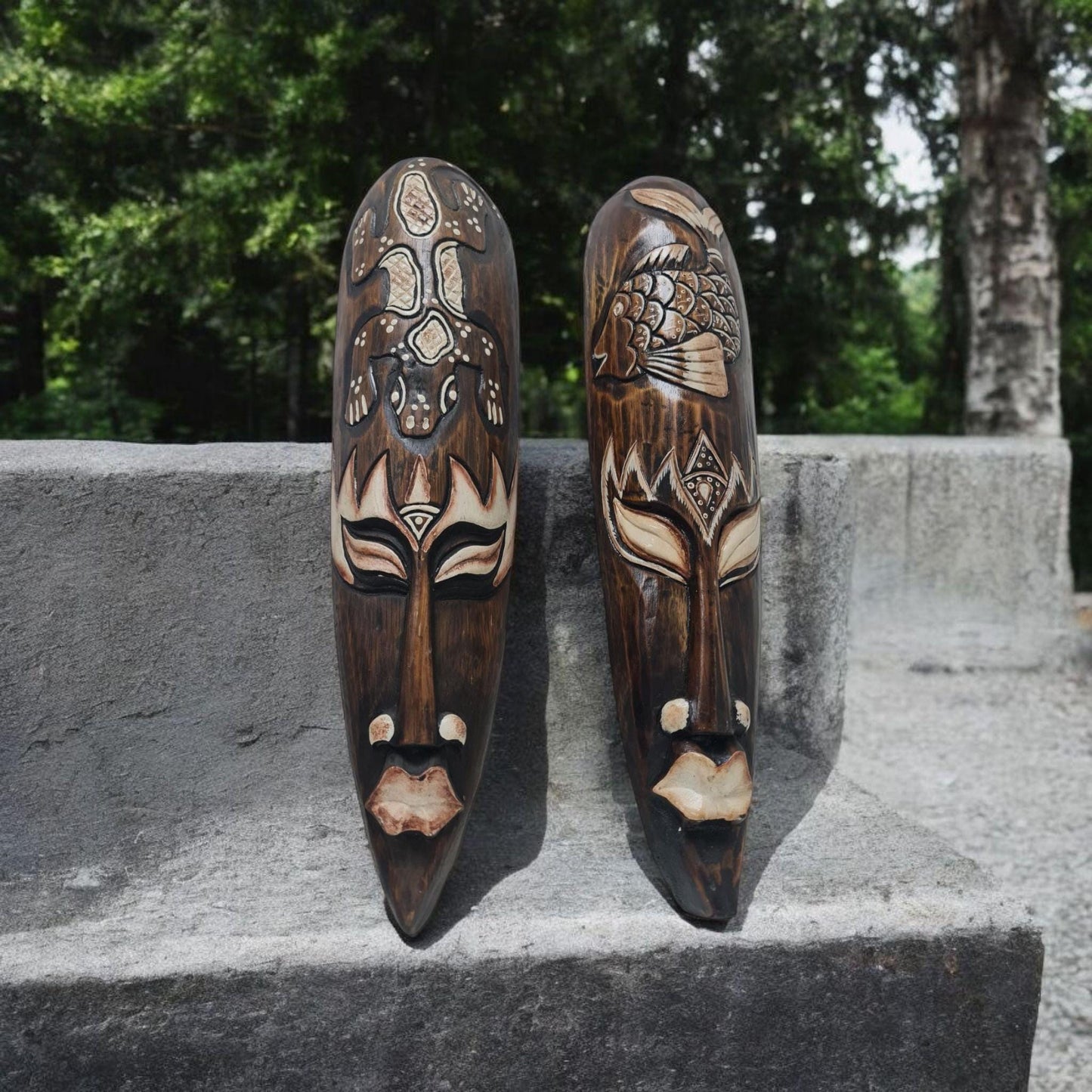 Pareja de mascaras , Indonesia ,  hecho a mano