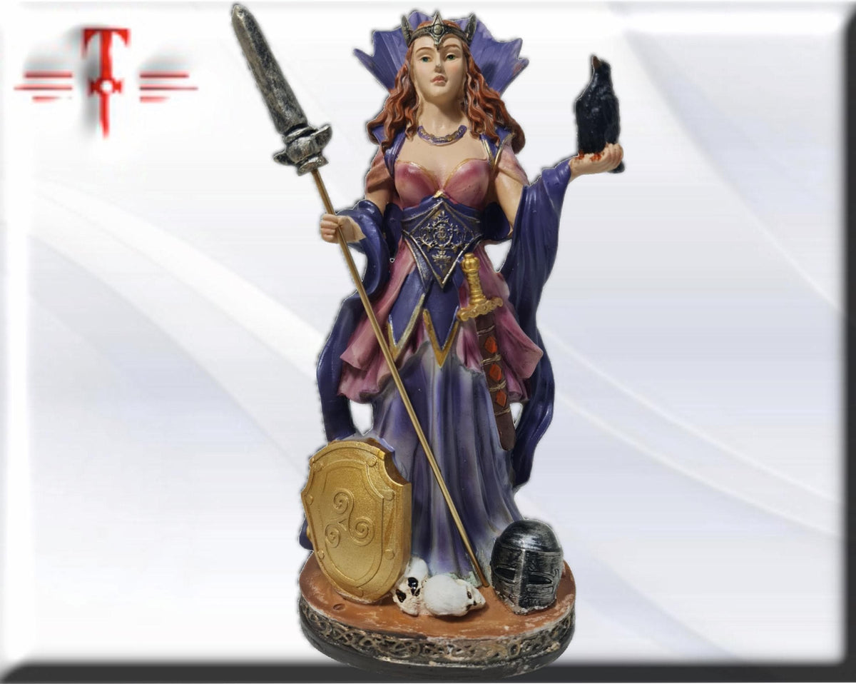 Statue der Göttin Morrigan, mythologische Götter, esoterische und religiöse Gegenstände, handbemalt