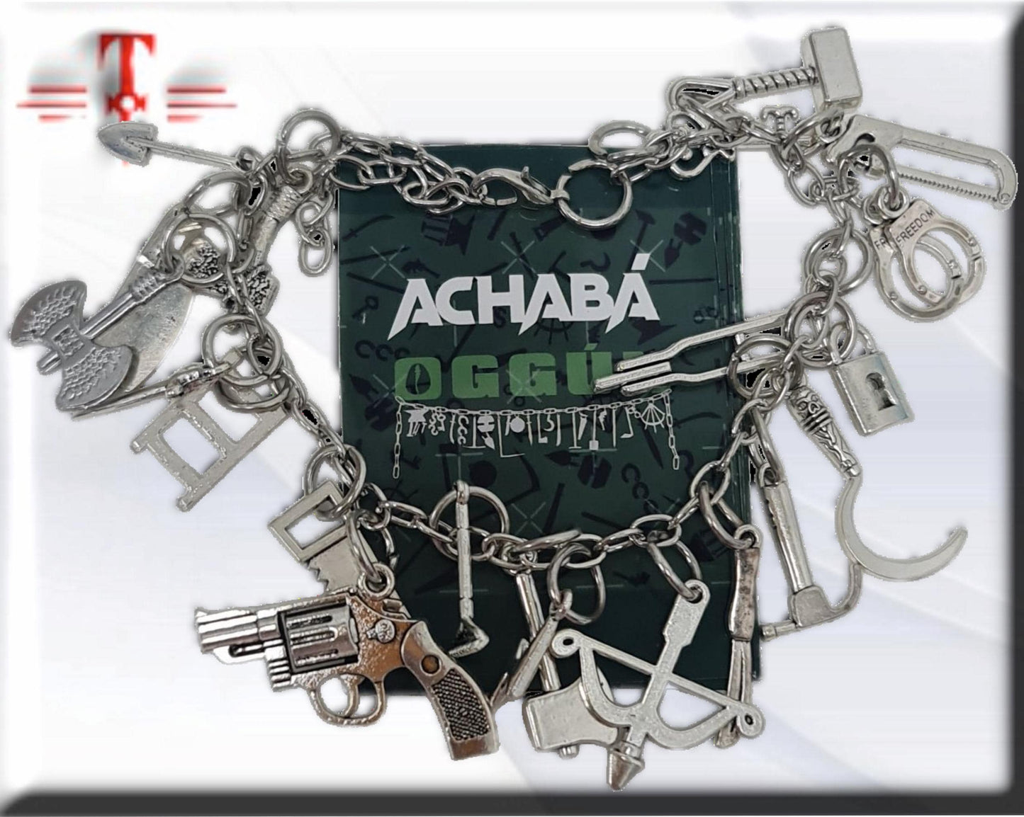 Achabá pulsera con las 21 piezas de Oggun Ifá Santeria  Palo Mayombe