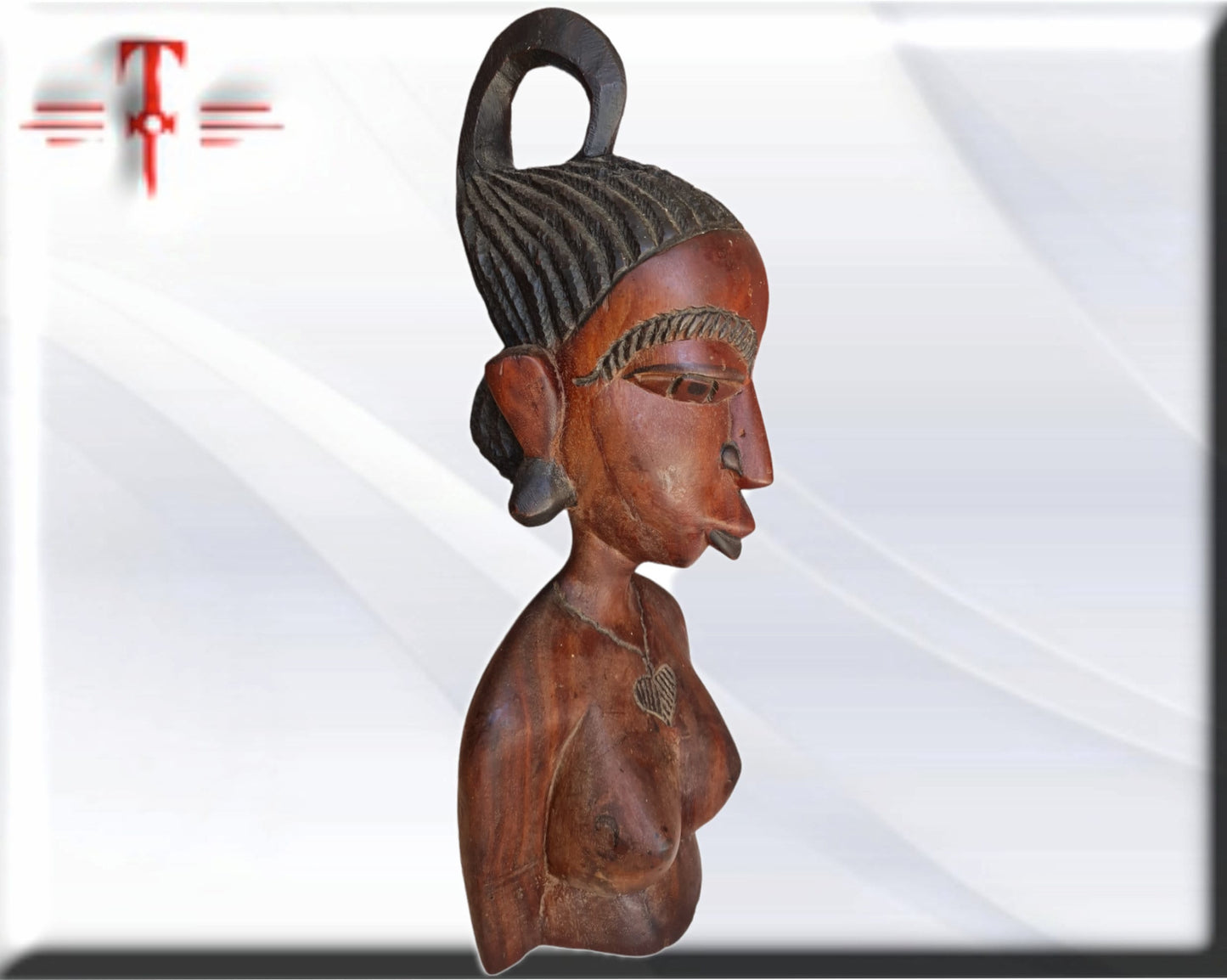 Büste einer Afrikanerin in Mali, Afrikanisches Kunsthandwerk, Afrikanische Kunst, Kunstgalerie, Antiquitäten