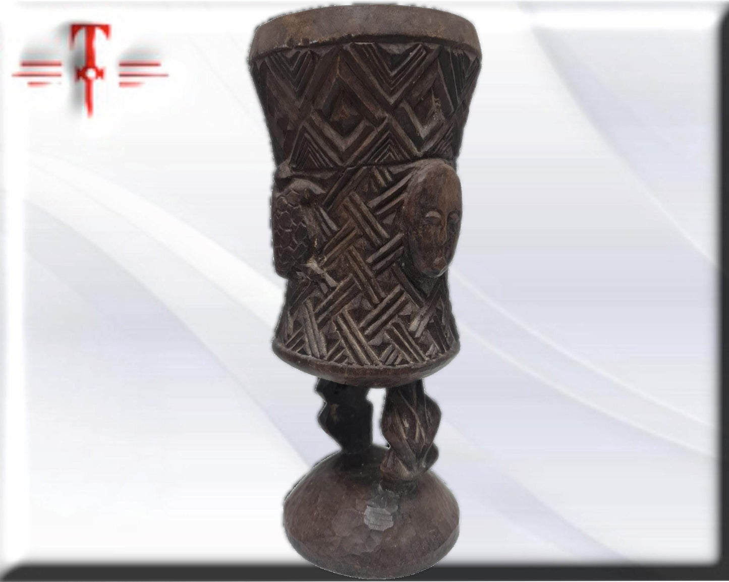 Deco art Jarra tallada   , arte Africano , Vintage , hecho a mano