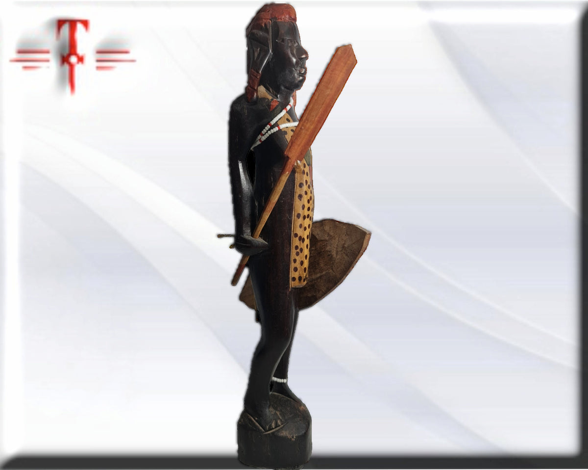 estatua Guerrero africano  , arte tribal africano hecho a mano