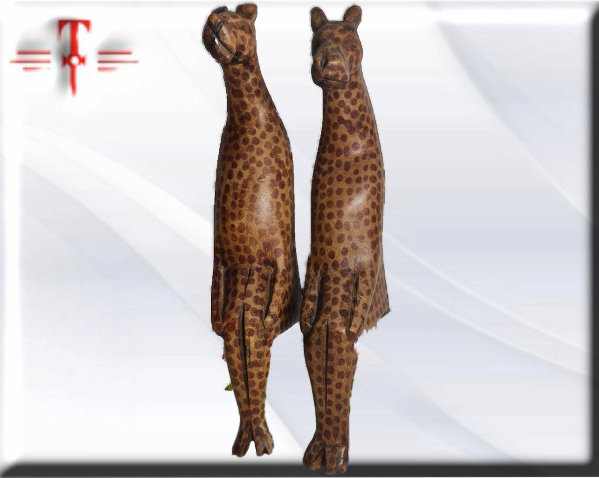 Pareja Tallas Girafa para estante  , arte tribal africano hecho a mano