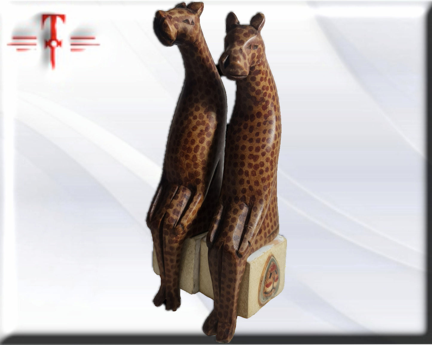 Pareja Tallas Girafa para estante  , arte tribal africano hecho a mano
