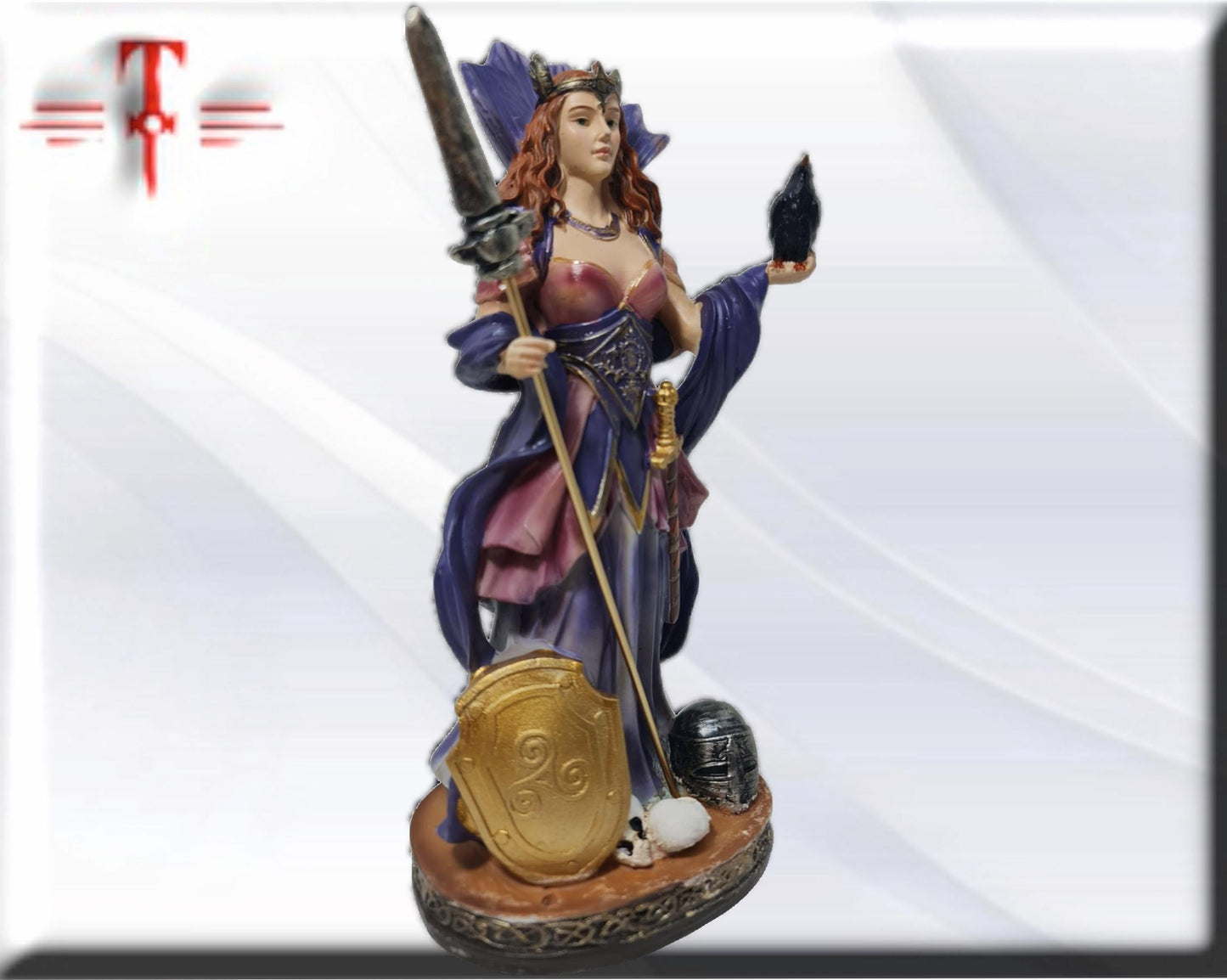 Statue der Göttin Morrigan, mythologische Götter, esoterische und religiöse Gegenstände, handbemalt