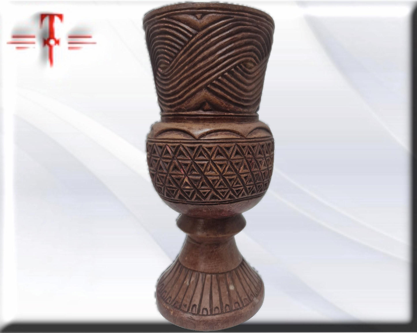 Deco art Jarra tallada   , arte Africano , Vintage , hecho a mano